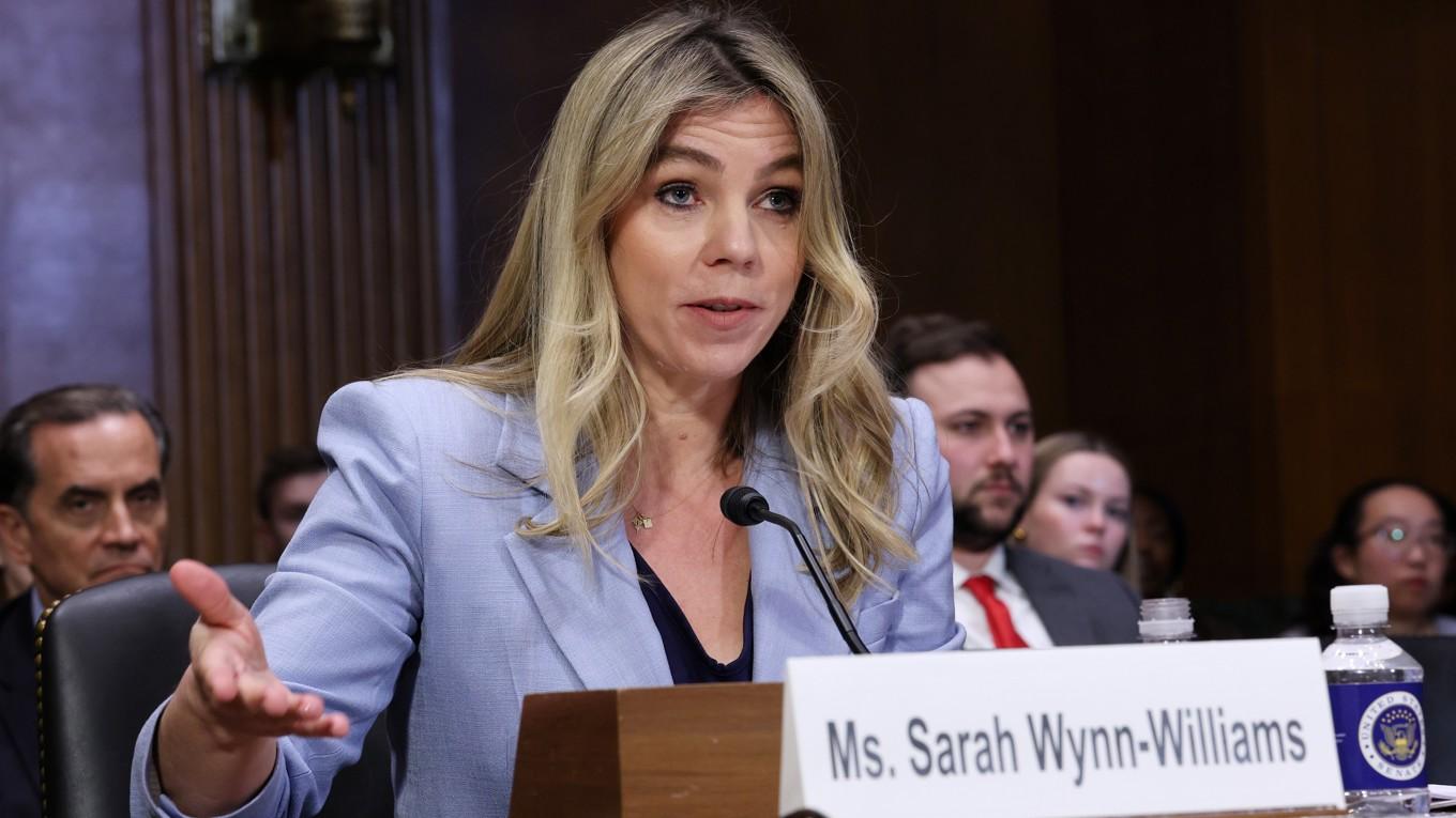Sarah Wynn-Williams, tidigare chef för Global Public Policy på Facebook, vittnar under en utfrågning i senatens justitieutskott i Dirksen Senate Office Building på Kapitolium i Washington DC den 9 april 2025. Foto: Win McNamee/Getty Images