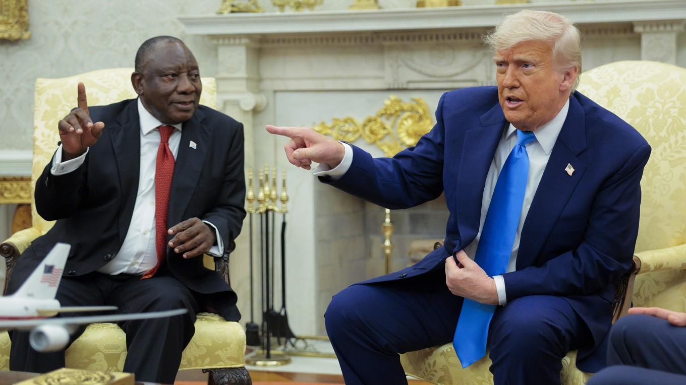 USA:s president Donald Trump med Sydafrikas president Cyril Ramaphosa i Ovala rummet i Vita huset i Washington DC den 21 maj. Foto: Chip Somodevilla/Getty Images