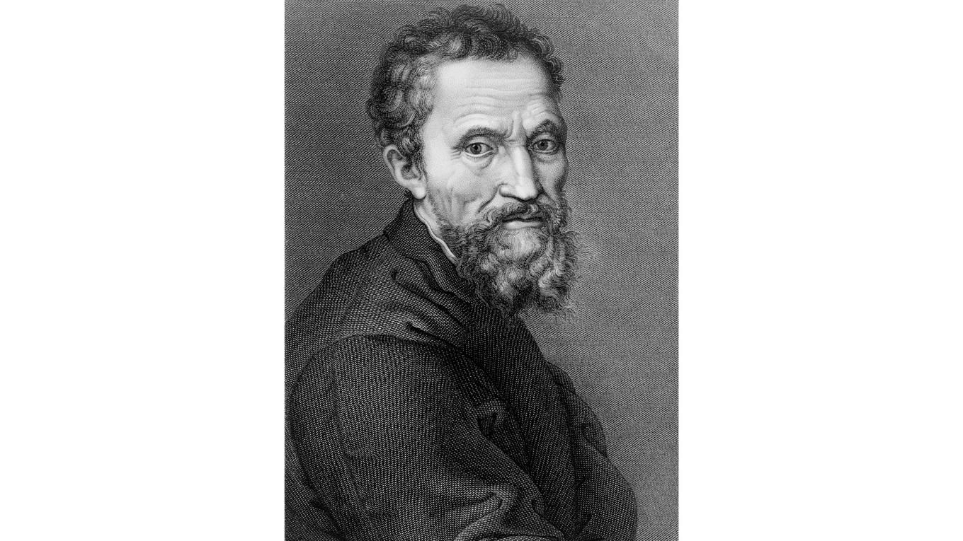 Michelangelo Buonarroti (1475–1564), italiensk renässansmålare, skulptör och arkitekt. 1800-talsgravyr av Jean Louis Potrelle efter Michelangelos självporträtt från cirka 1530. Foto: Shutterstock