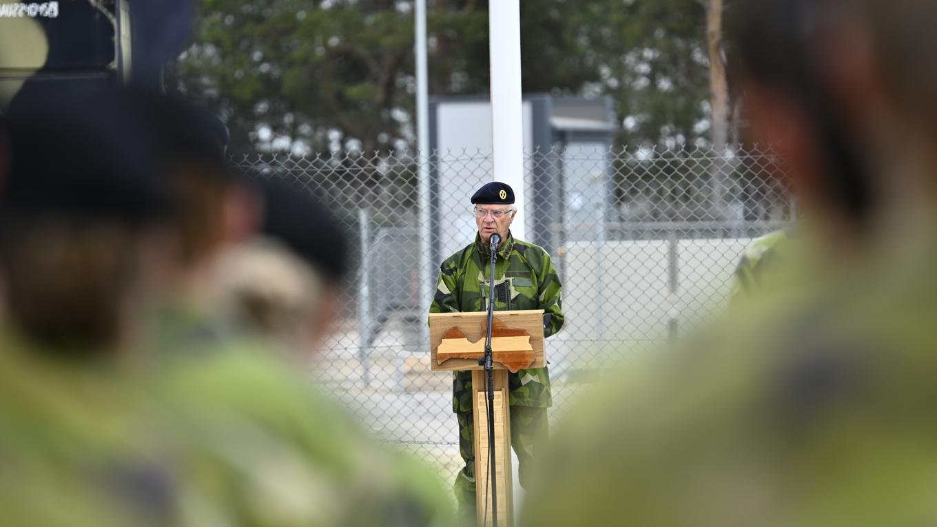 Kungen tackade de svenska soldaterna för den uppoffring som de gör. Foto: Anders Wiklund/TT