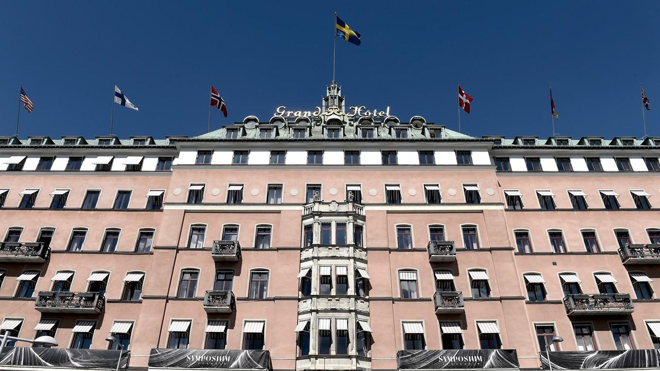 Grand Hotel vid Kungsträdgården i centrala Stockholm. I juni kommer Bilderberggruppen att hålla möte där. Foto: Ian Gavan/Getty Images