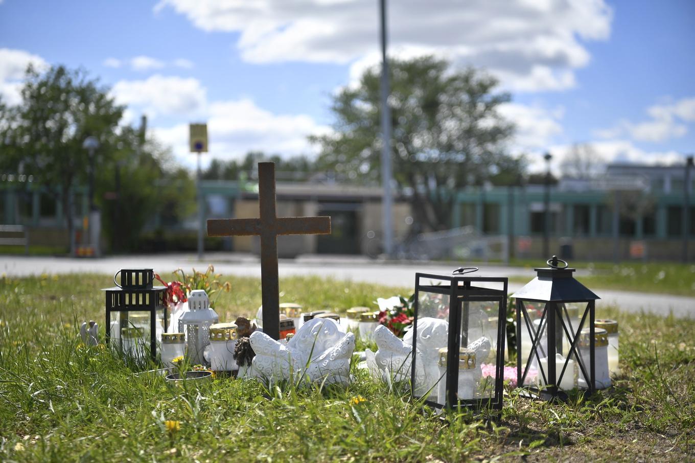 Minnesplats för skolattacken på Campus Risbergska i Örebro. Arkivbild Foto: Viktoria Bank/TT