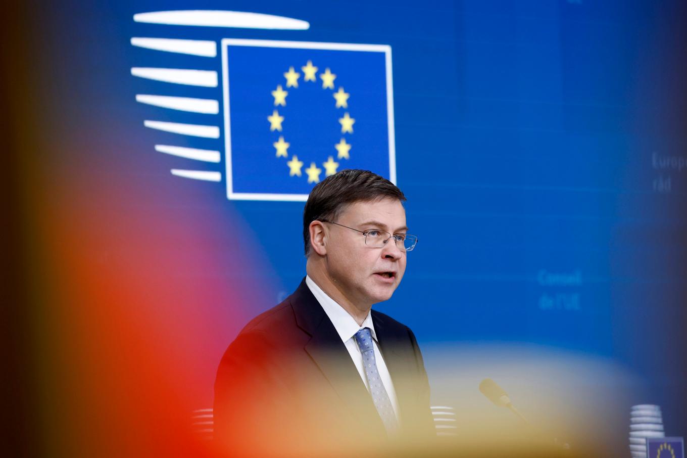 EU:s ekonomikommissionär Valdis Dombrovskis. Foto: Omar Havana/AP/TT