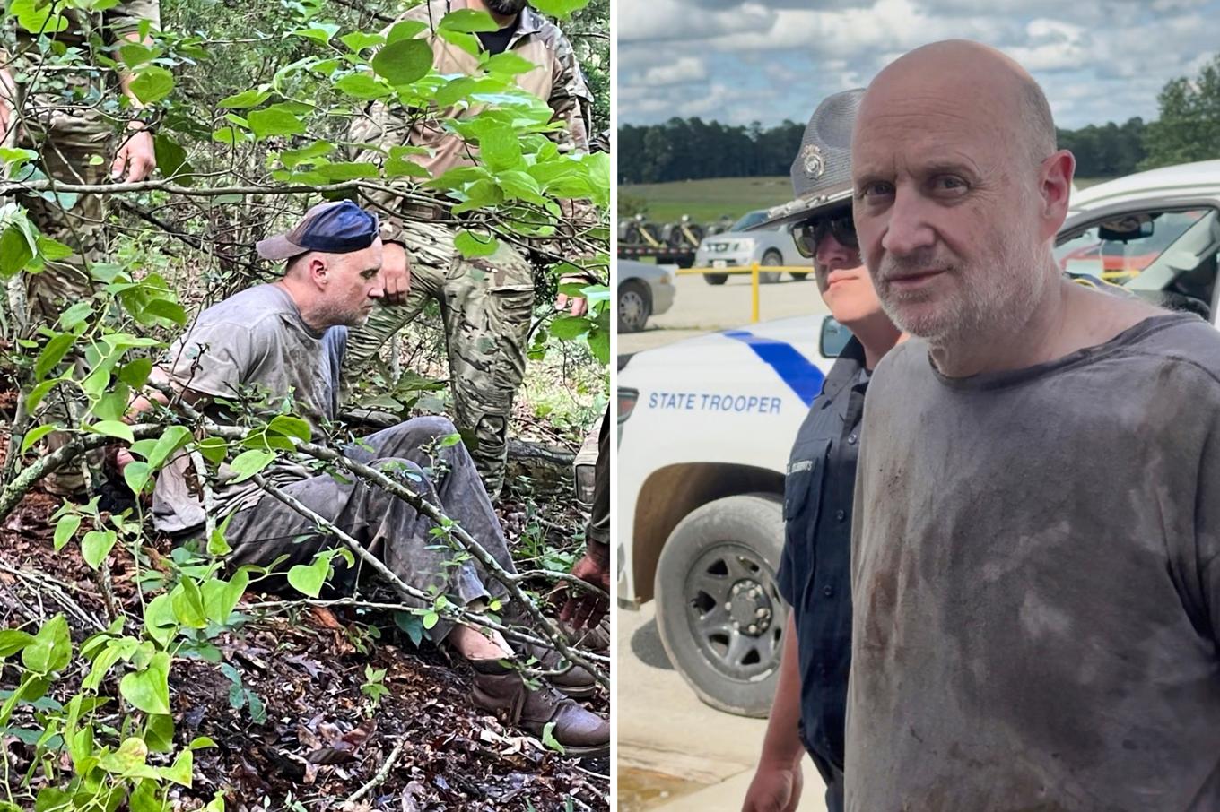 Bilder publicerade av kriminalvården i delstaten Arkansas tagna i samband med gripandet av Grant Hardin på fredagen. Foto: AP/TT