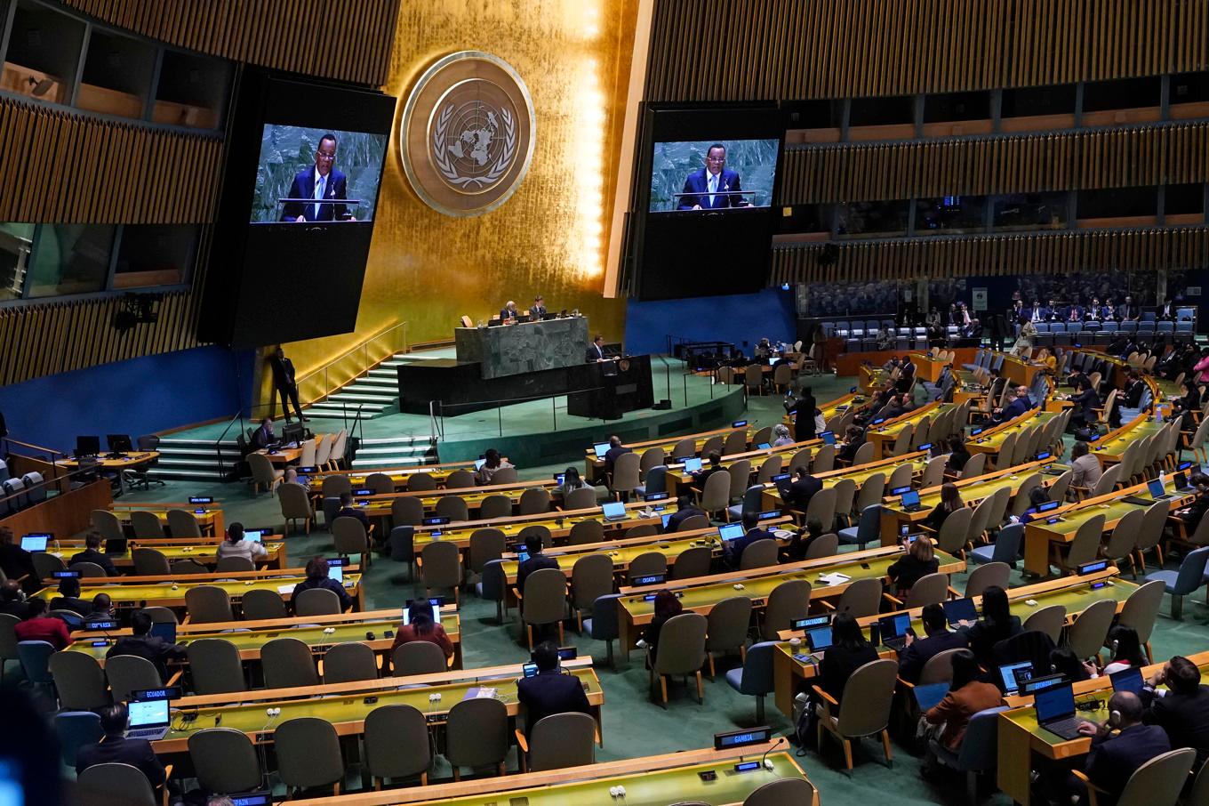 FN:s generalförsamling antog en resolution som kräver vapenvila i Gaza. Arkivbild. Foto: Richard Drew/AP/TT