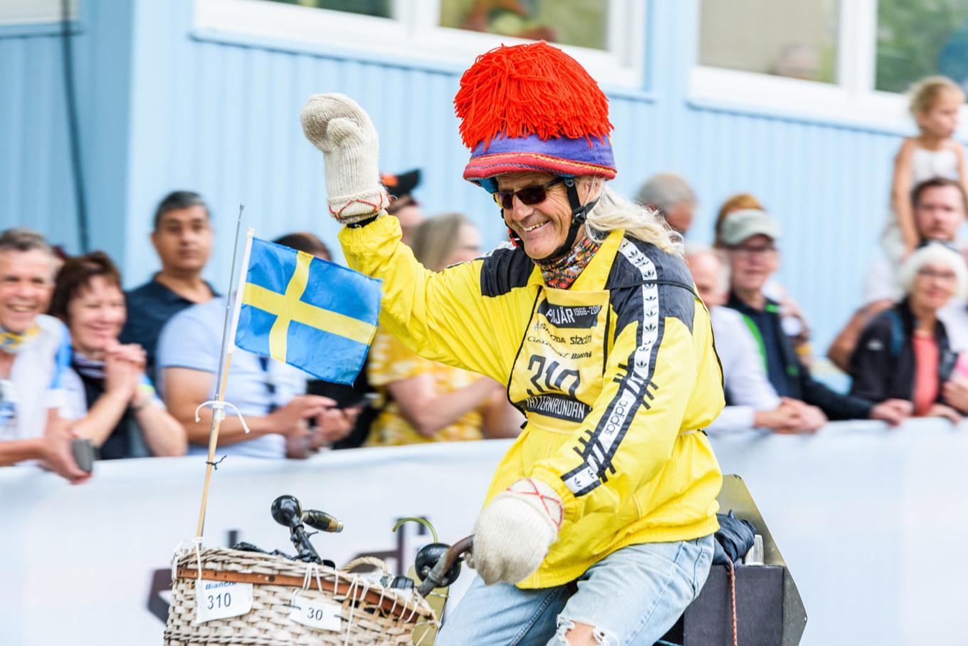 Stig Johansson som kör sin 60:e Vätternrunda 2025 på sin Husqvarna från 1937. Arkivbild. Foto: Petter Blomberg