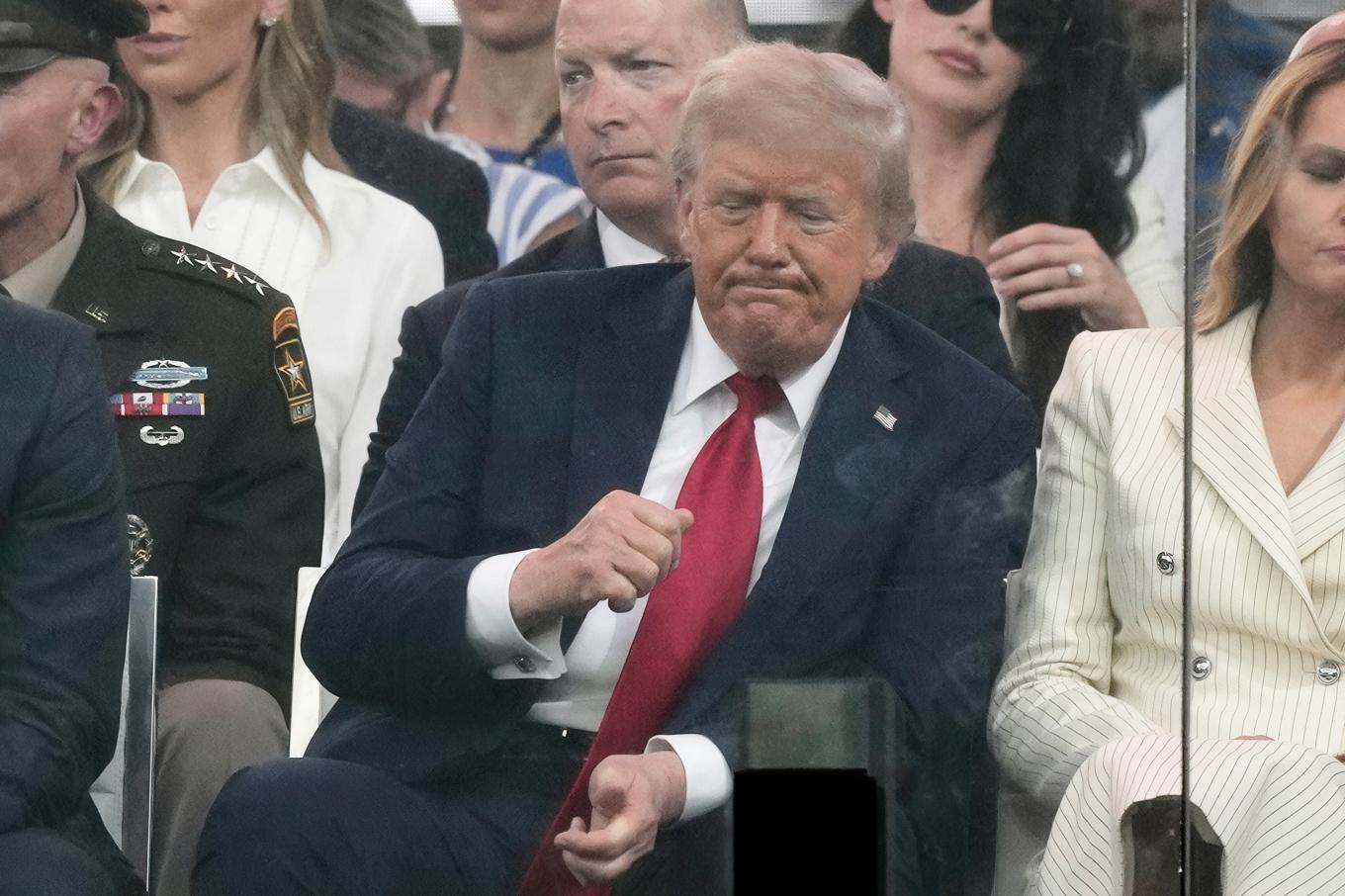 USA:s president Donald Trump under lördagens militärparad i Washington. Foto: Julia Demaree Nikhinson/AP/TT
