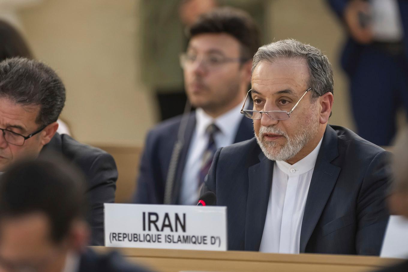 Irans utrikesminister Abbas Araghchi på fredagen i Genève. Foto: Martial Trezzini/AP/TT