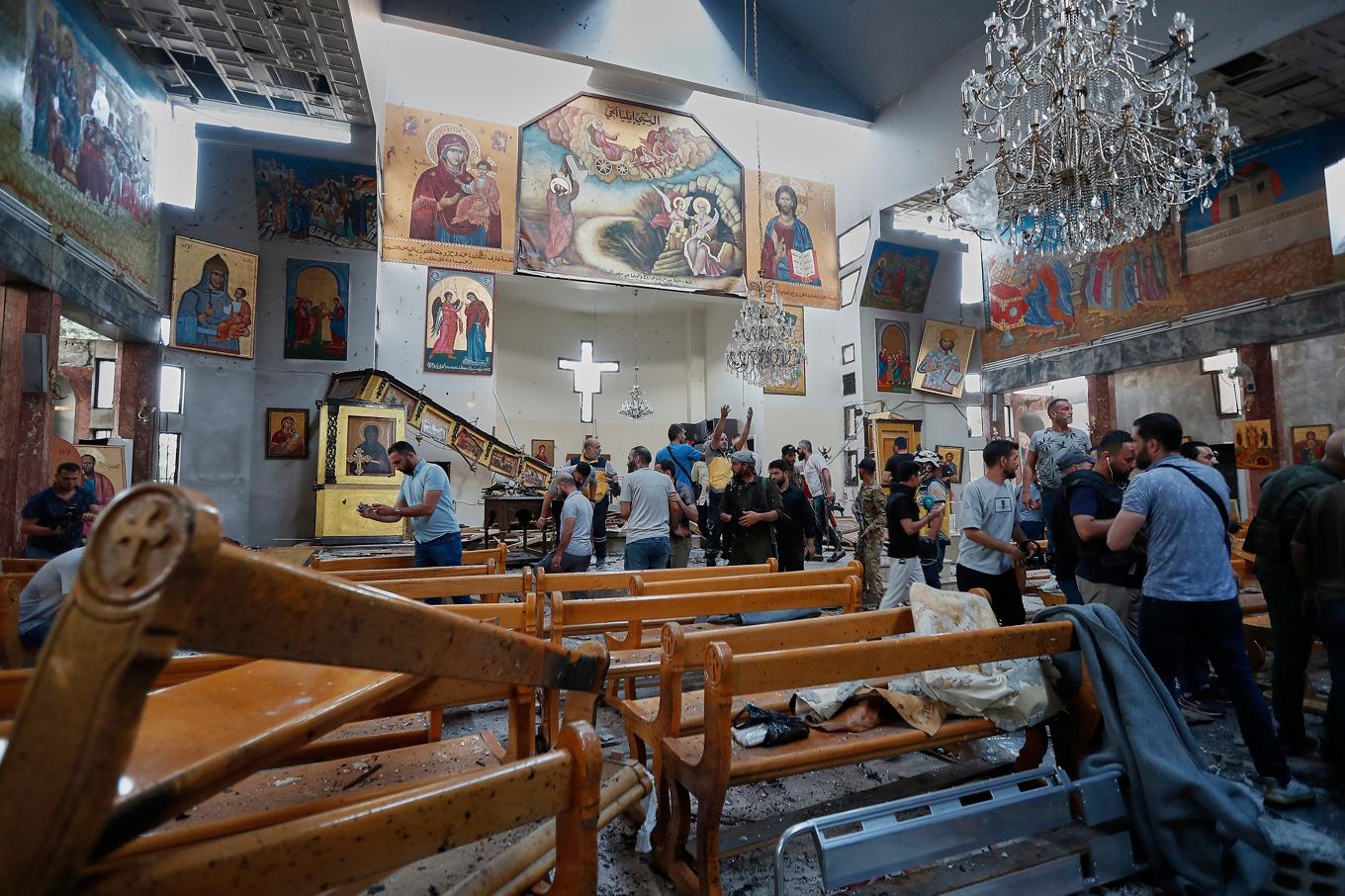 En självmordsattack har har utförts mot en kyrka i Syriens huvudstad Damaskus. Foto: Omar Sanadiki/AP/TT