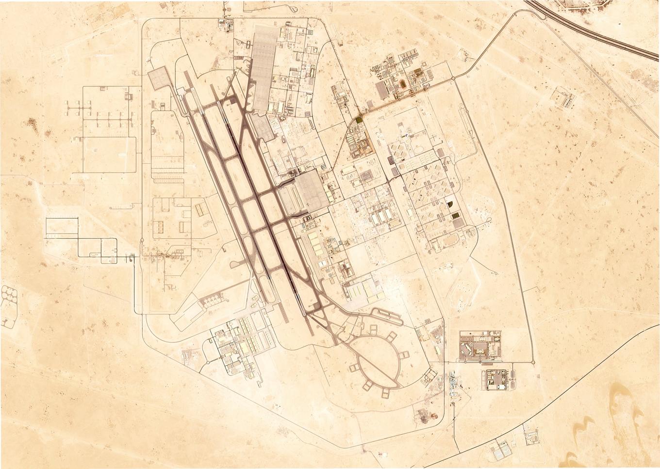 Satellitbild som visar basen al-Udeid. Foto: Planet Labs PBC via AP/TT