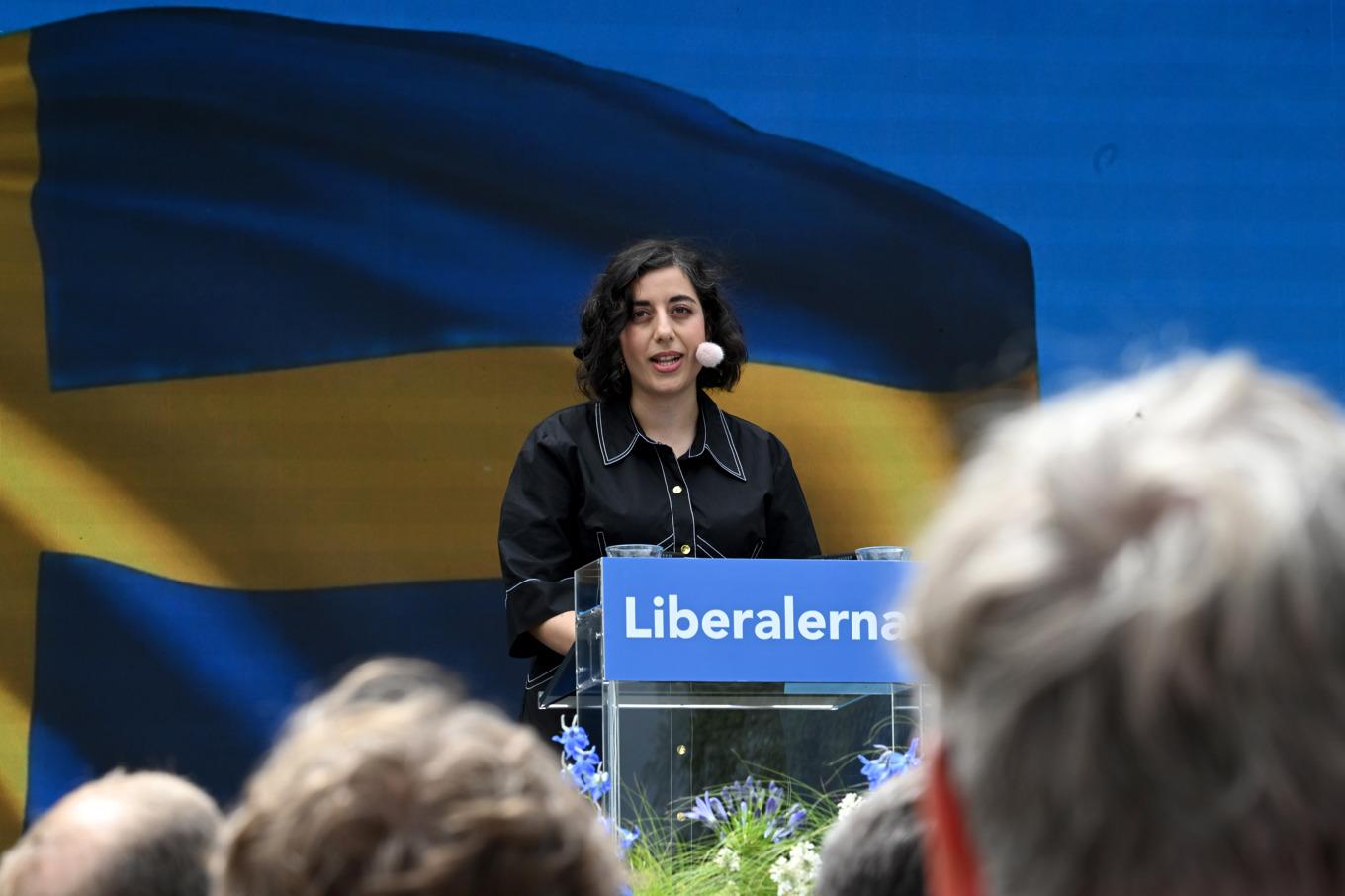Liberalernas nyvalda partiledare Simona Mohamsson (L) talar under politikerveckan i Almedalen. Foto: Christine Olsson/TT