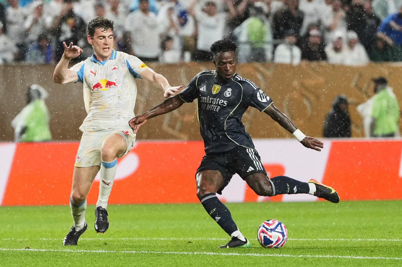 Real Madrids Vinicius Júnior inledde målskyttet. Foto: Matt Slocum/AP/TT