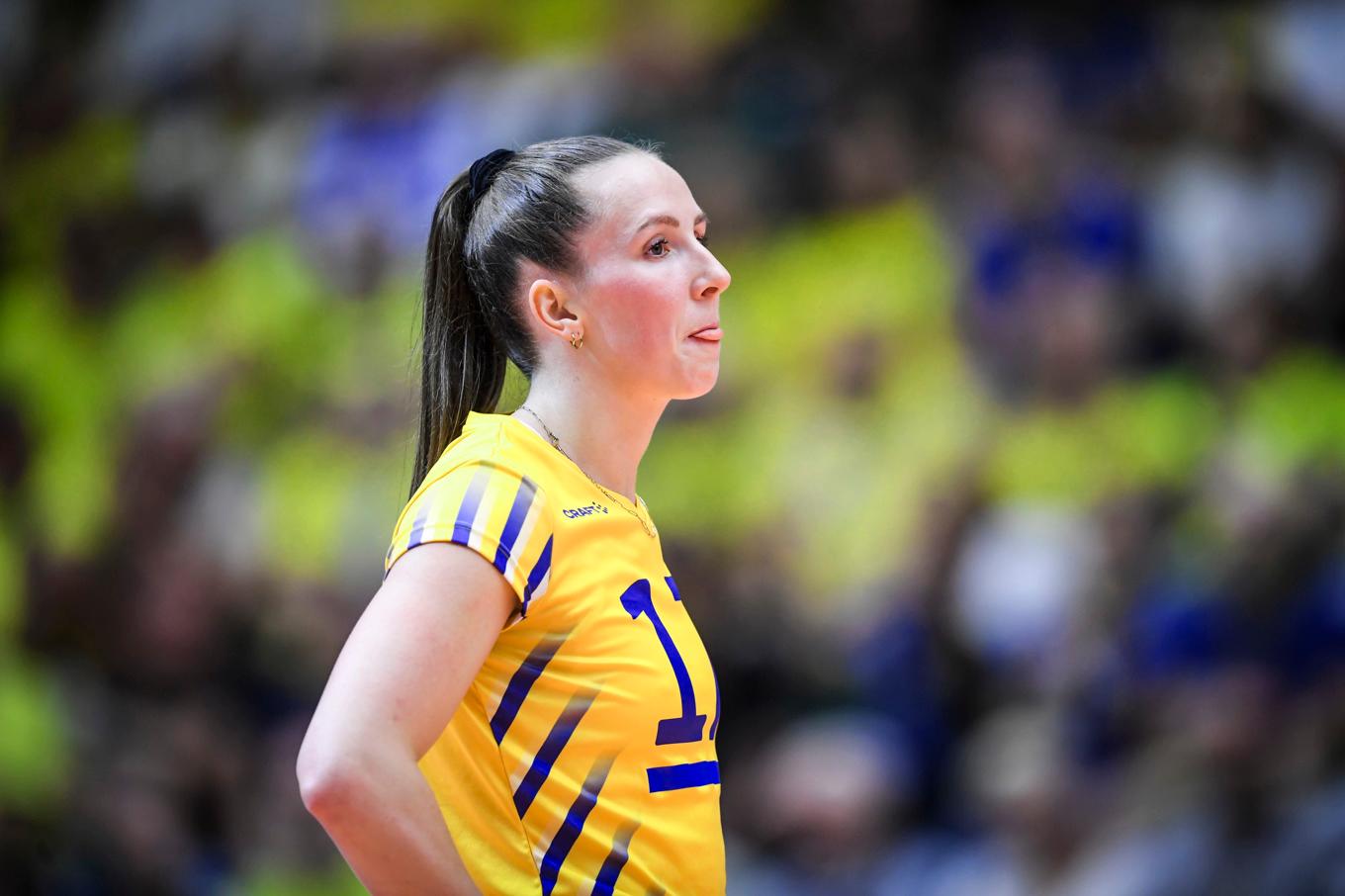 Anna Haak deppar efter förlusten mot Rumänien. Foto: Henrik Eberlund/TT