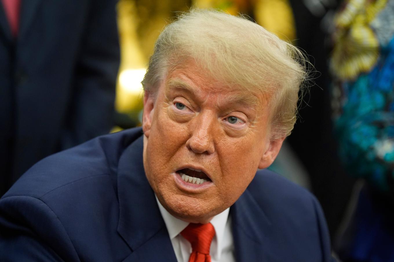 Donald Trump vid en pressträff i Vita huset på fredagen. Foto: Manuel Balce Ceneta/AP/TT