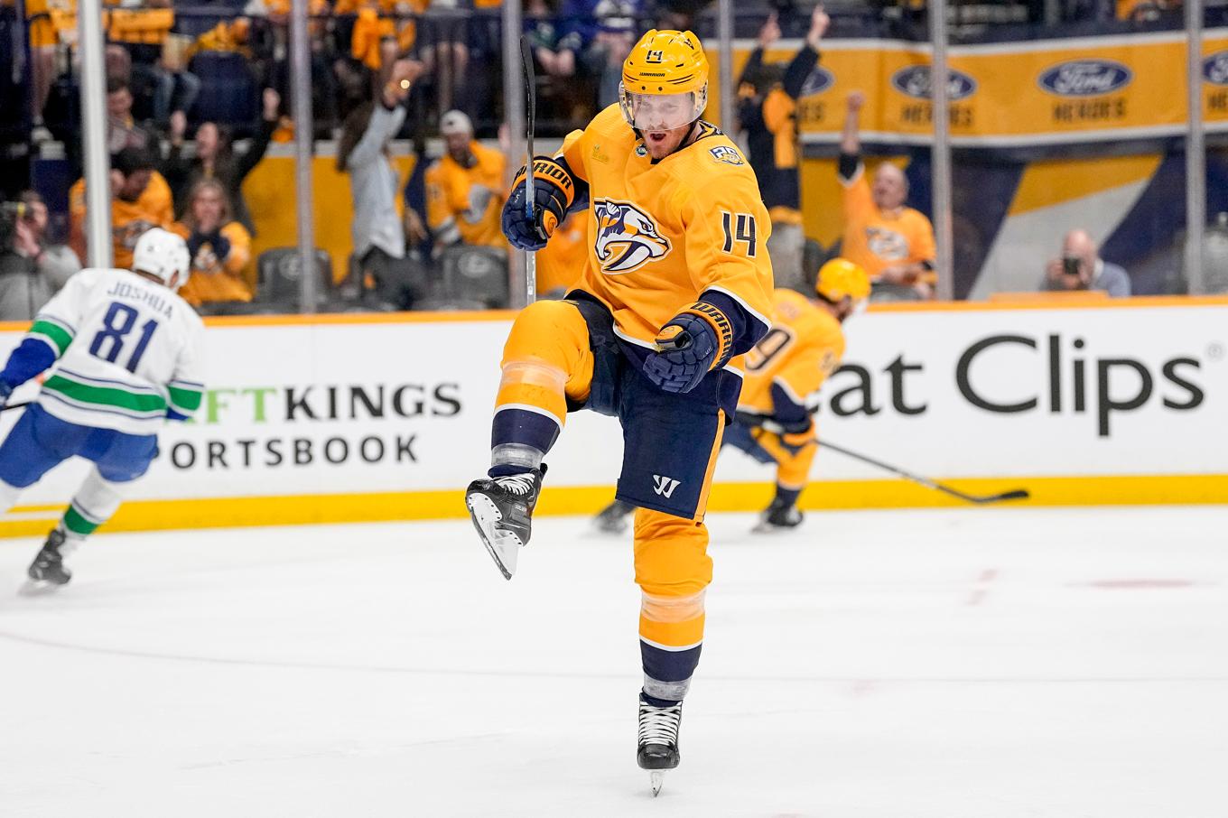 Gustav Nyquist, som inledde fjolårssäsongen i Nashville, är klar för Winnipeg. Arkivbild. Foto: George Walker IV/AP/TT