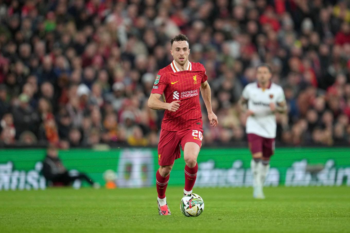 Liverpool-spelaren Diogo Jota har omkommit i en trafikolycka. Arkivbild. Foto: Jon Super/AP/TT