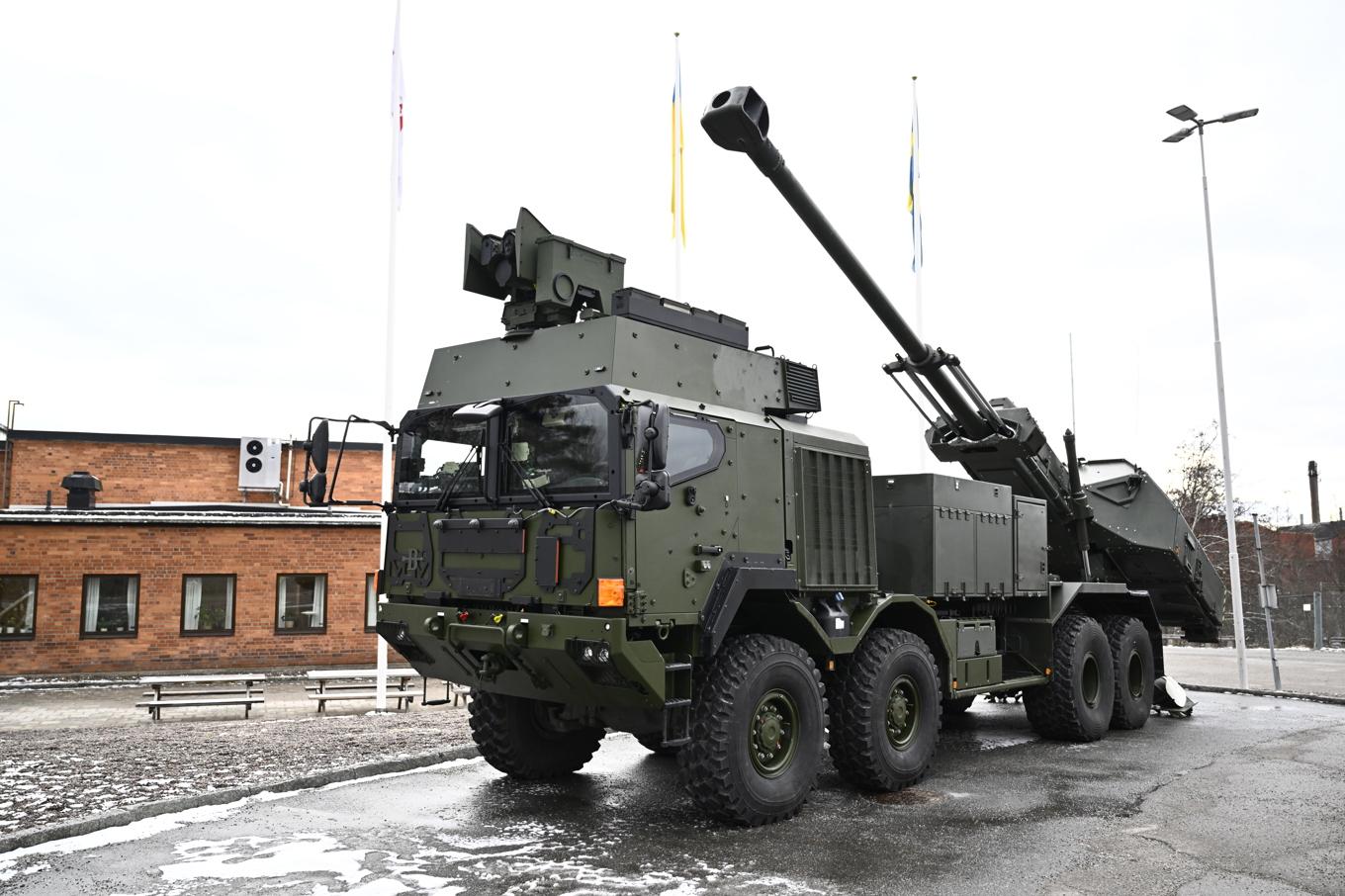 Artilleripjäsen Archer på Bofors industriområde i Karlskoga i mars i år. Foto: Christine Olsson/TT