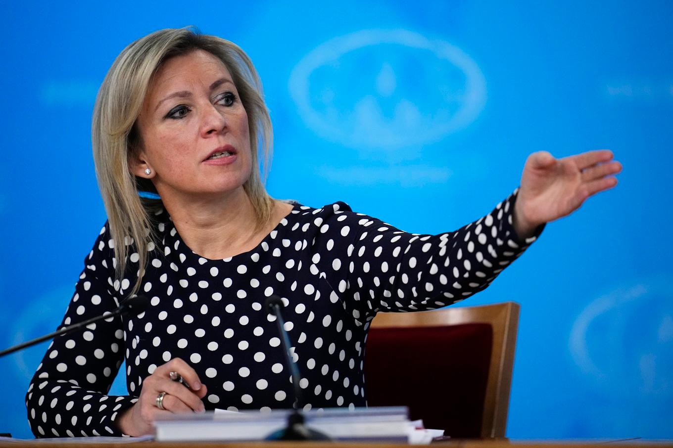 Ryska UD:s talesperson Maria Zacharova. Arkivbild. Foto: Alexander Zemlianichenko/AP/TT