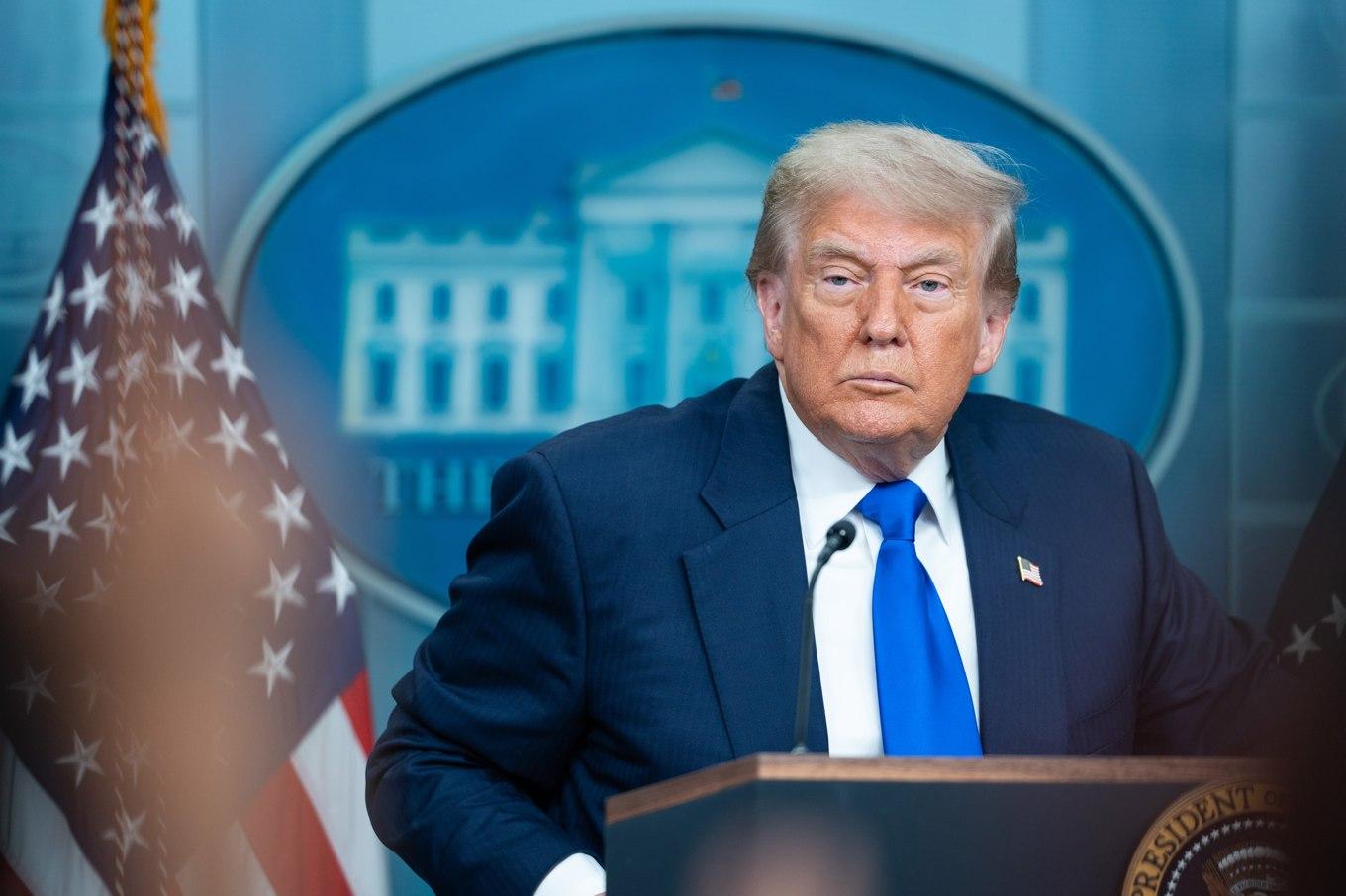 USA:s president Donald Trump under en pressbriefing i Vita huset den 27 juni. Foto: Madalina Vasiliu