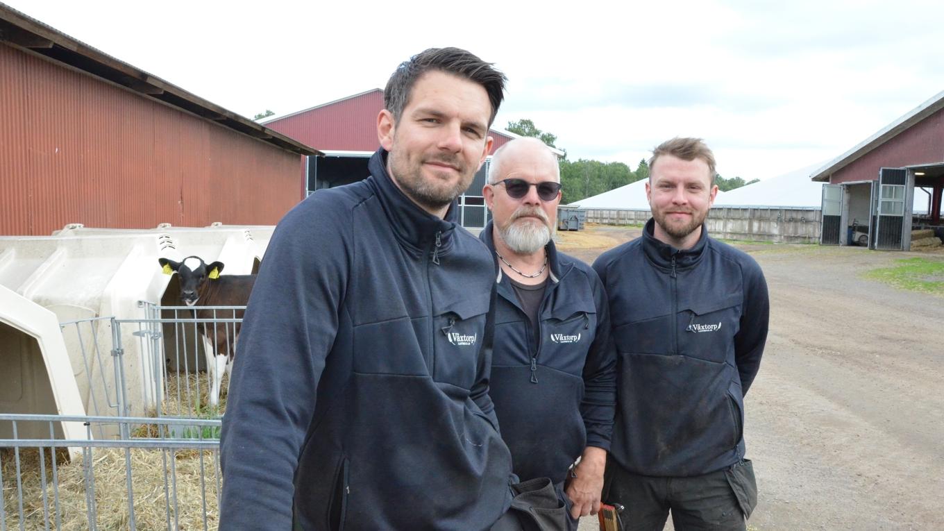 Oskar, Anders och Filip Nilsson i Våxtorp är mitt uppe i generationsskiftet. Foto: Hans Bengtsson