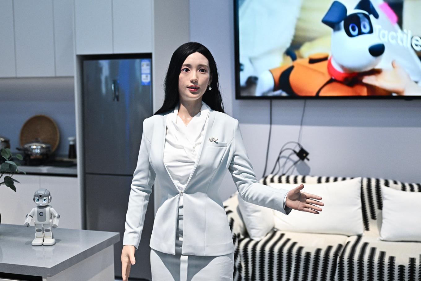 Humanoid robot visas upp i Peking, den 17 april 2025. Men hur ser de ut 2050? Foto: Pedro Pardo/AFP via Getty Images