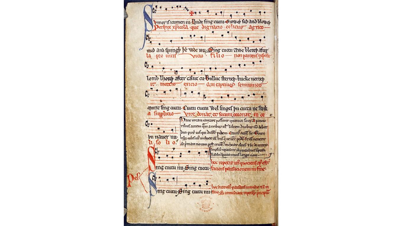 Manuskriptet till ”Sumer is icumen in” är från mitten av 1200-talet och förvaras på British Library. Foto: Public Domain
