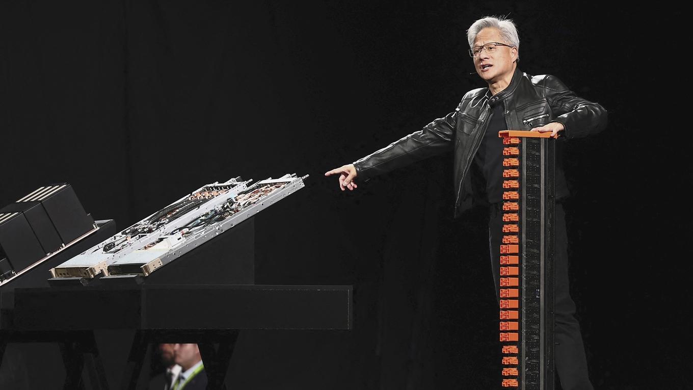 Nvidias vd Jensen Huang talar under en konferens i Paris den 11 juni. Foto: Thibaud Moritz/AFP via Getty Images