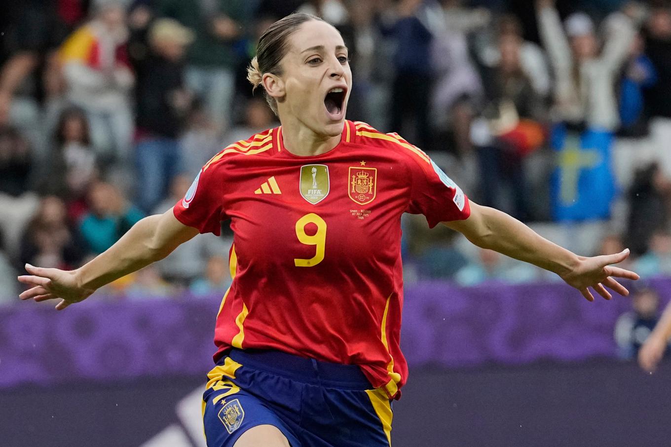 Esther Gonzalez firar sitt 3–2-mål mot Belgien. Foto: Martin Meissner