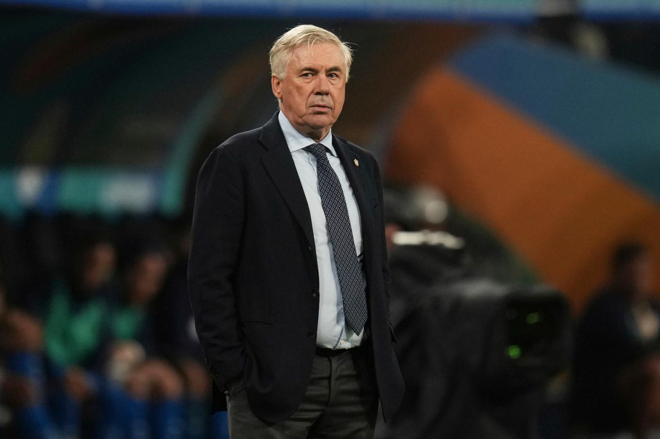 Carlo Ancelotti under en VM-kvalmatch med Brasilien i juni. Arkivbild. Foto: Andre Penner/AP/TT