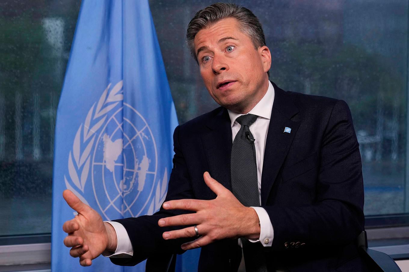 FN:s humanitära chef Tom Fletcher uppgav under onsdagen för FN:s säkerhetsråd att 17 miljoner människor lider av svält i Jemen. Arkivbild. Foto: Richard Drew/AP/TT