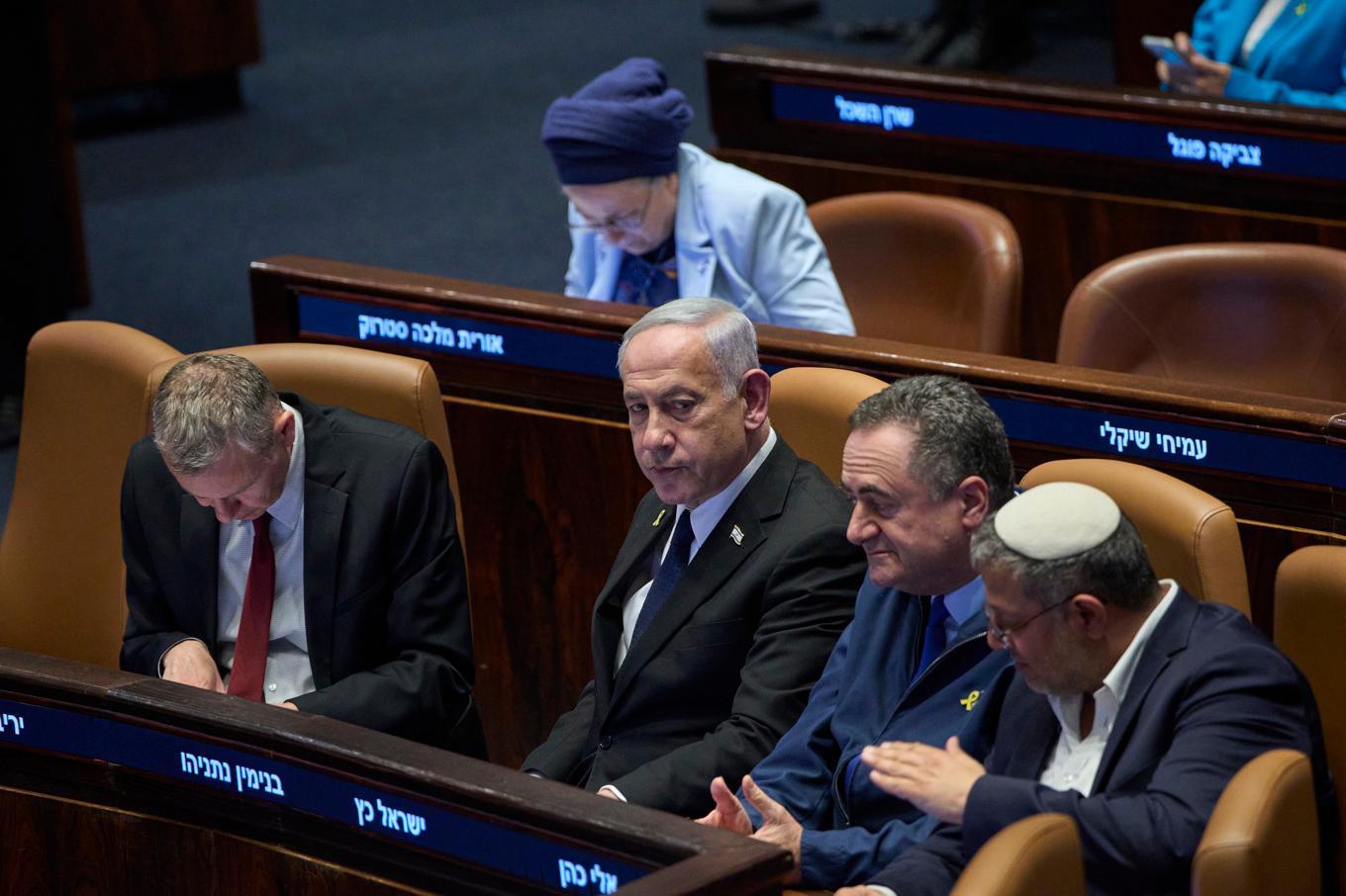 Israels premiärminister Benjamin Netanyahu i knesset på måndagen. Foto: Ohad Zwigenberg/AP/TT