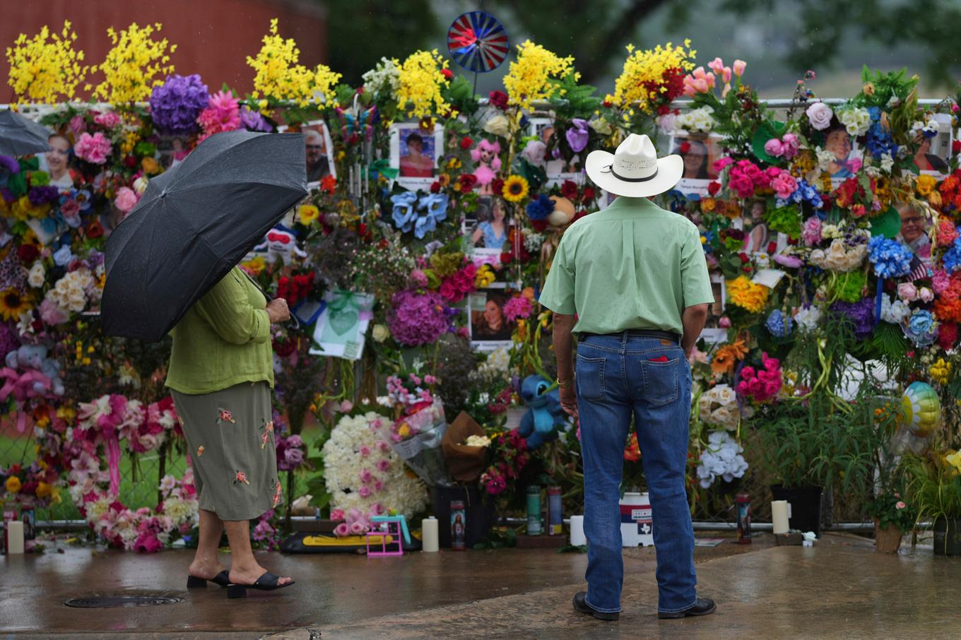 En minnesplats för översvämningsoffren i Kerrville, Texas. Foto: Eric Gay/AP/TT
