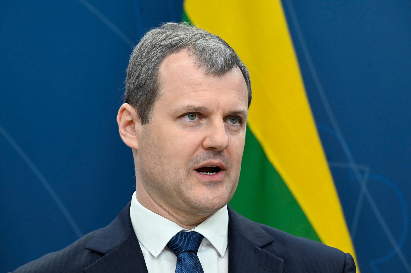 Litauens premiärminister Gintautas Paluckas på besök i Sverige i våras. Foto: Fredrik Sandberg/TT