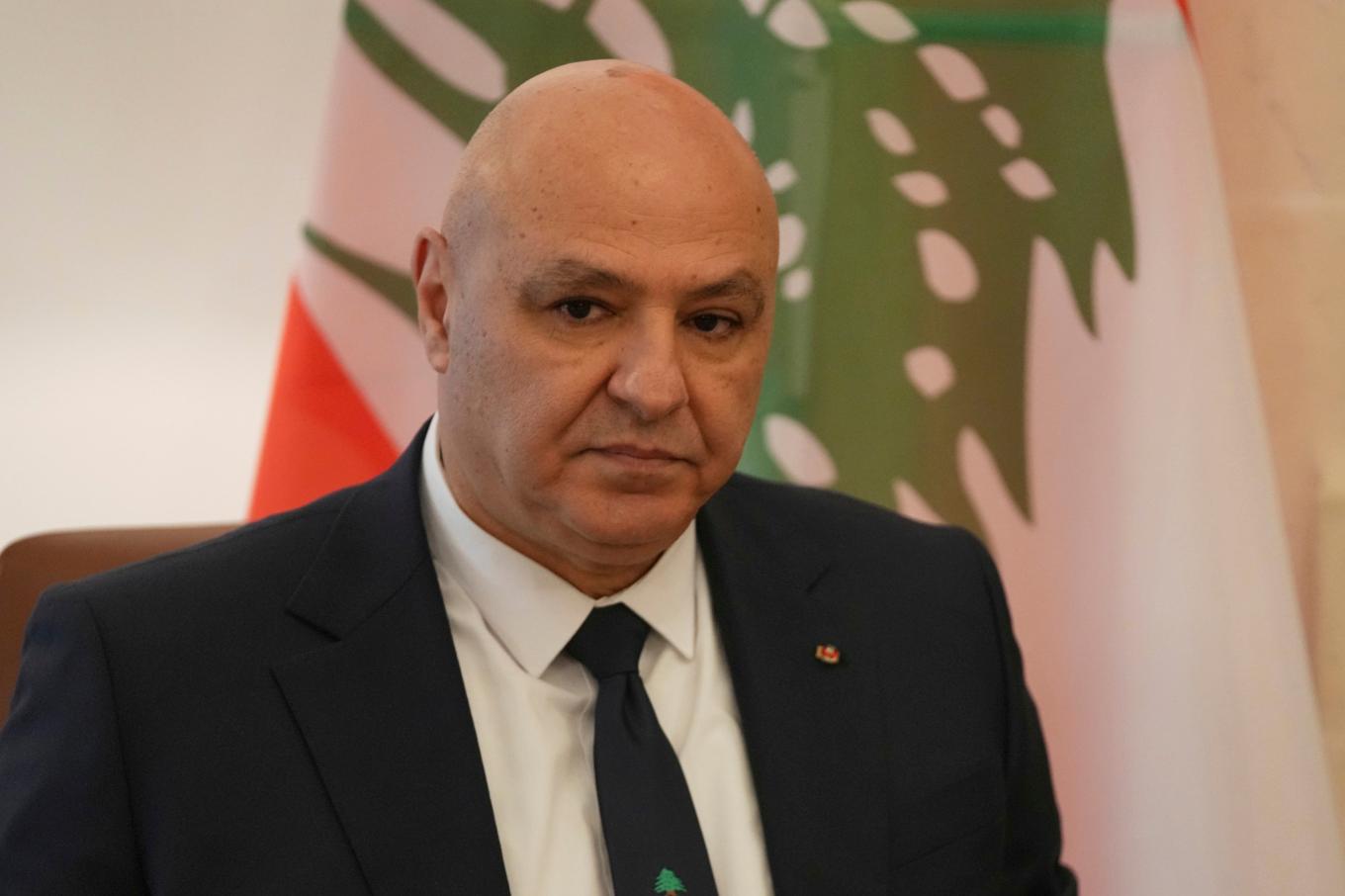 Libanons president Joseph Aoun under möte i Cypern i början av juli. Foto: Petros Karadjias/AP/TT