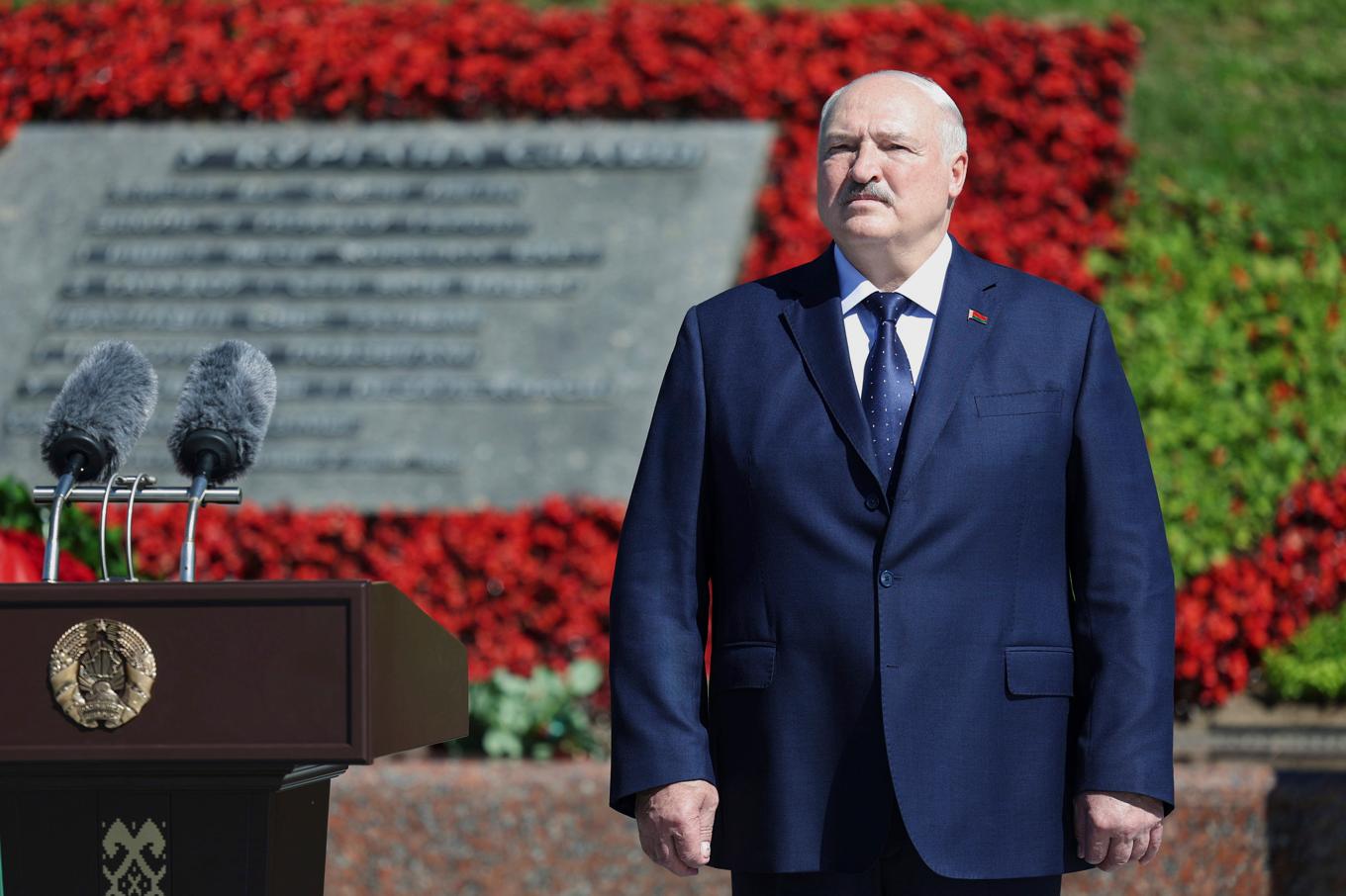 Aleksandr Lukasjenko vid Belarus självständighetsdag i juli. Foto: AP/TT