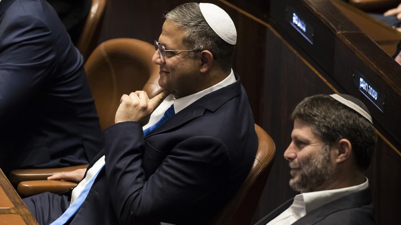 Israels säkerhetsminister Itamar Ben-Gvir och finansminister Bezalel Smotrich. Foto: Amir Levy/Getty Images