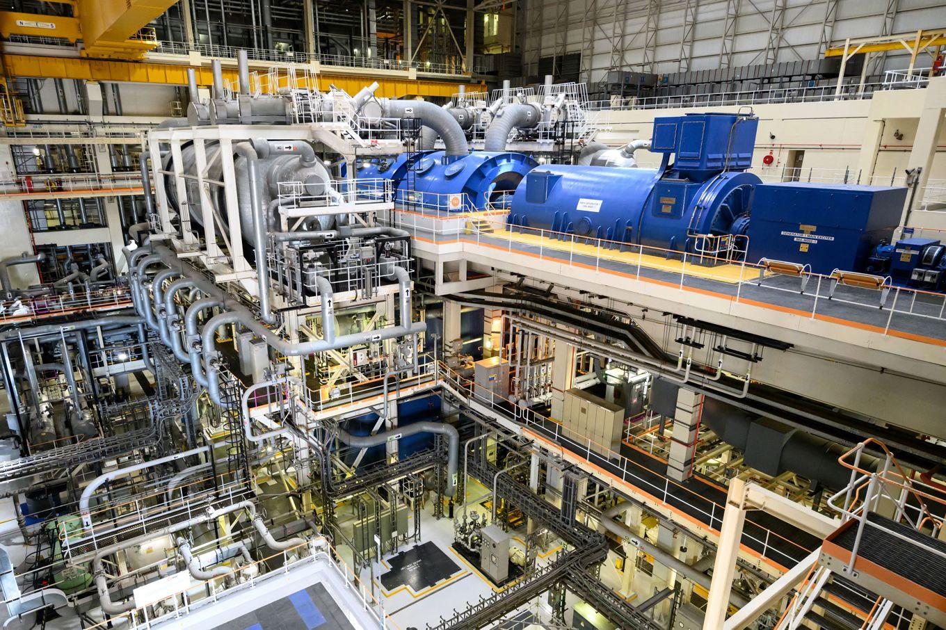 Turbinhallen i kärnkraftverket Sizewell B i Suffolk i östra England. Storbritanniens energiminister tror på en ”guldålder” för kärnkraft i landet. Foto: Leon NealPOOL/AFP via Getty Images