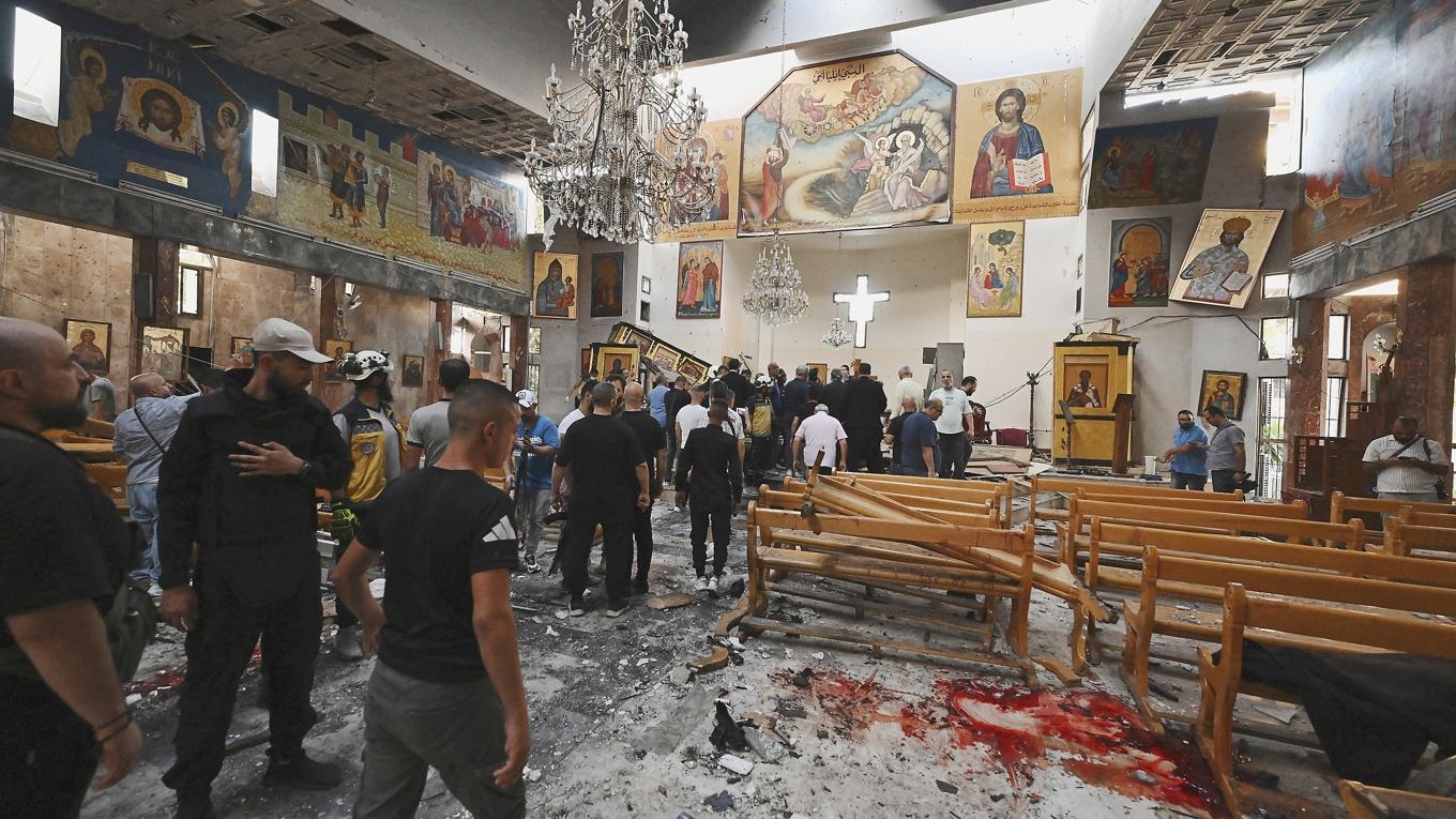 Den 22 juni genomfördes ett attentat mot S:t Eliaskyrkan i Syriens huvudstad Damaskus. Foto: Louai Beshara/AFP via Getty Images