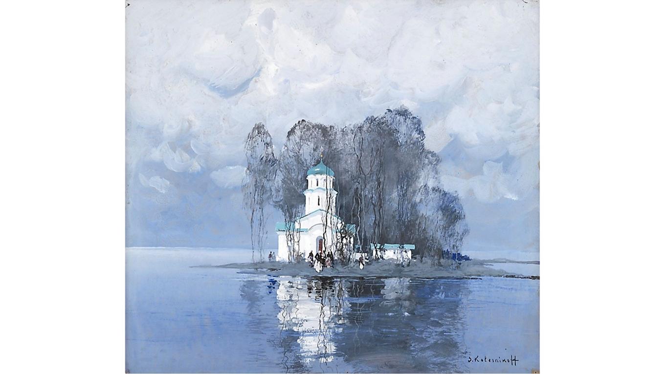 Den rysk-ortodoxa kyrkan har en stark roll i det ryska samhället. Målning av S. Kolesnikov (1879–1955). Foto: Public Domain