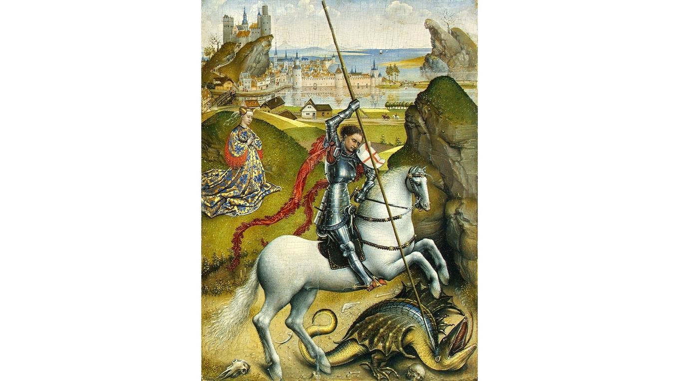 Riddartiden fortsätter att fascinera, vilket är synligt inte minst genom medeltidsevenamang landet över. ”Sankt Göran och Draken”, av Rogier van der Weyden (1400–1464). Foto: Public Domain