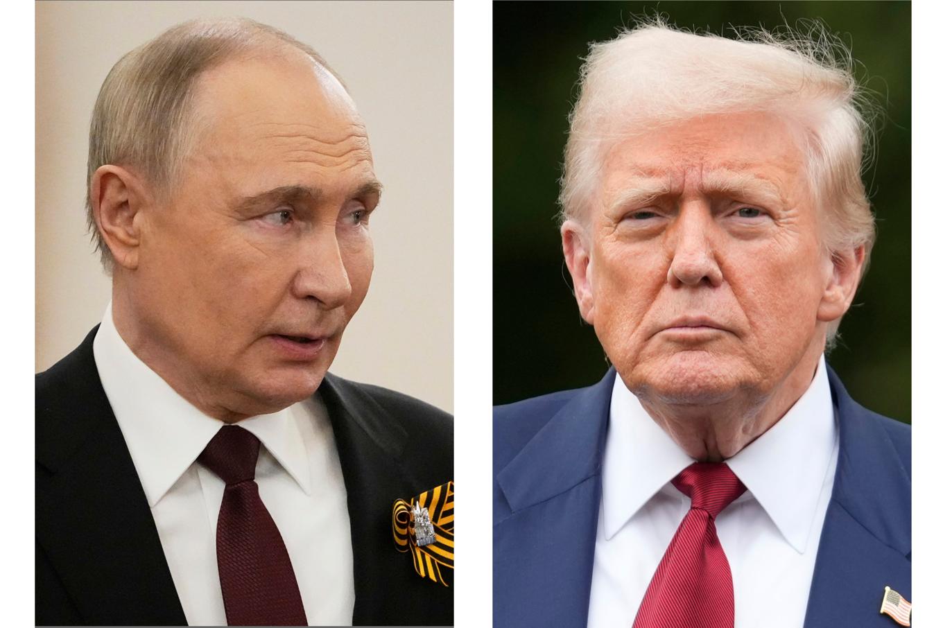 Fotomontage av Rysslands president Vladimir Putin till vänster och USA:s motsvarighet Donald Trump till höger. Bilderna är från arkivet. Foto: Alexander Zemlianichenko och Mark Schiefelbein/AP/TT