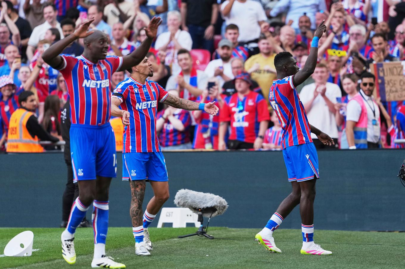 Crystal Palace firar Ismaila Sarrs kvittering mot Liverpool. Foto: Dave Shopland/AP/TT