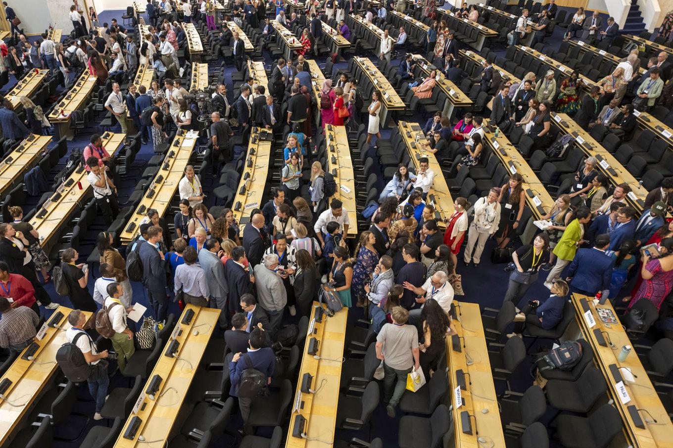 Delegater vid FN:s huvudkontor i Genève i Schweiz på torsdagen. Foto: Martial Trezzini/AP/TT