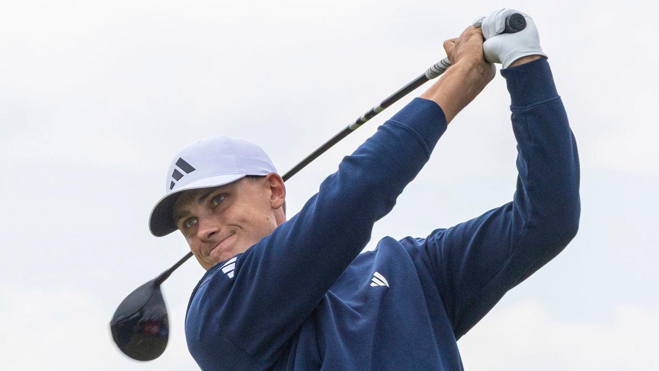 Golfspelaren Ludvig Åberg. Arkivbild. Foto: Christer Höglund/TT