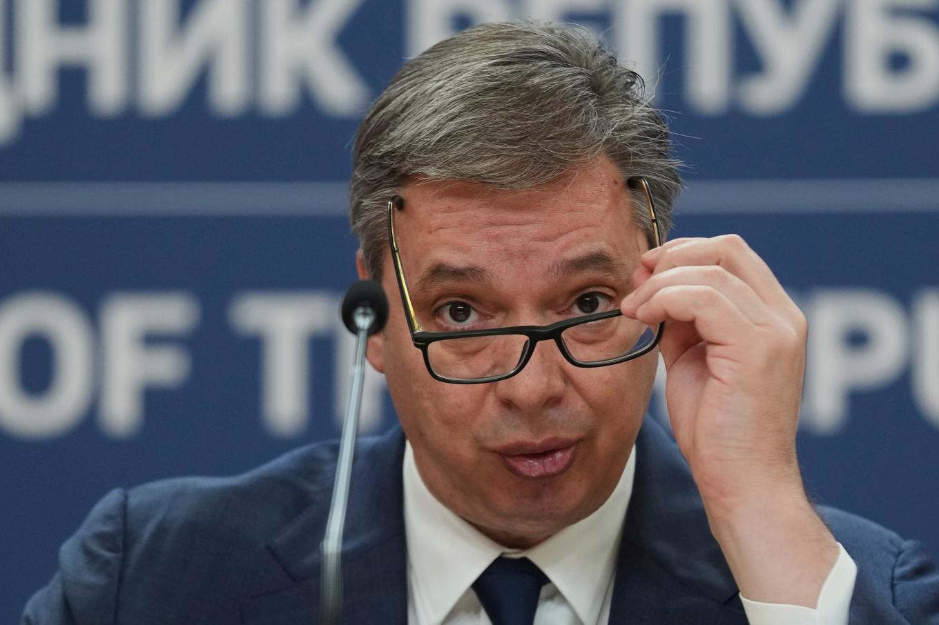 Serbiens president Aleksandar Vucic lovar krafttag mot våldsamheterna i landet. Arkivbild Foto: Darko Vojinovic/AP/TT