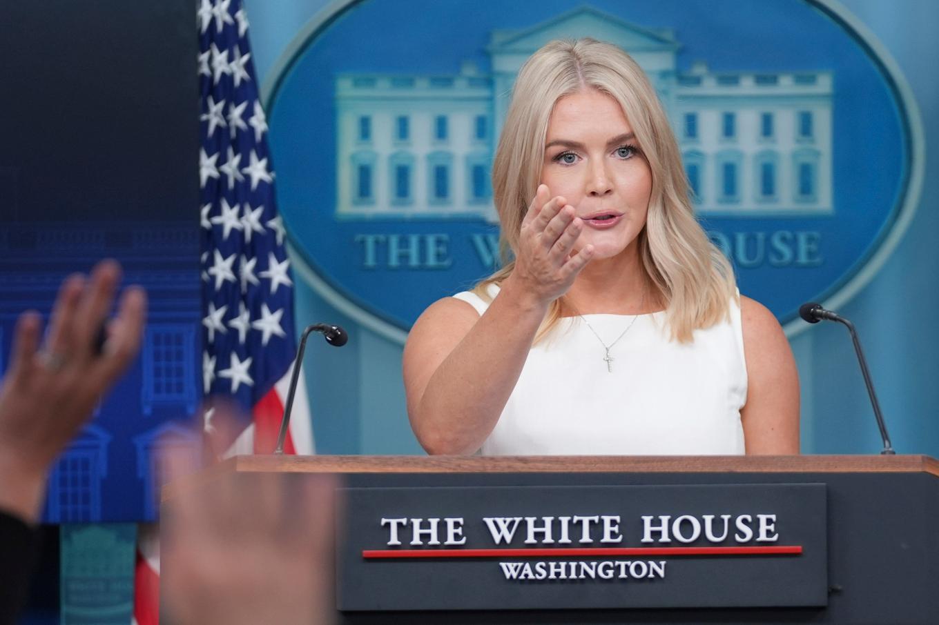 Vita husets pressekreterare Karoline Leavitt. Foto: Evan Vucci/AP/TT