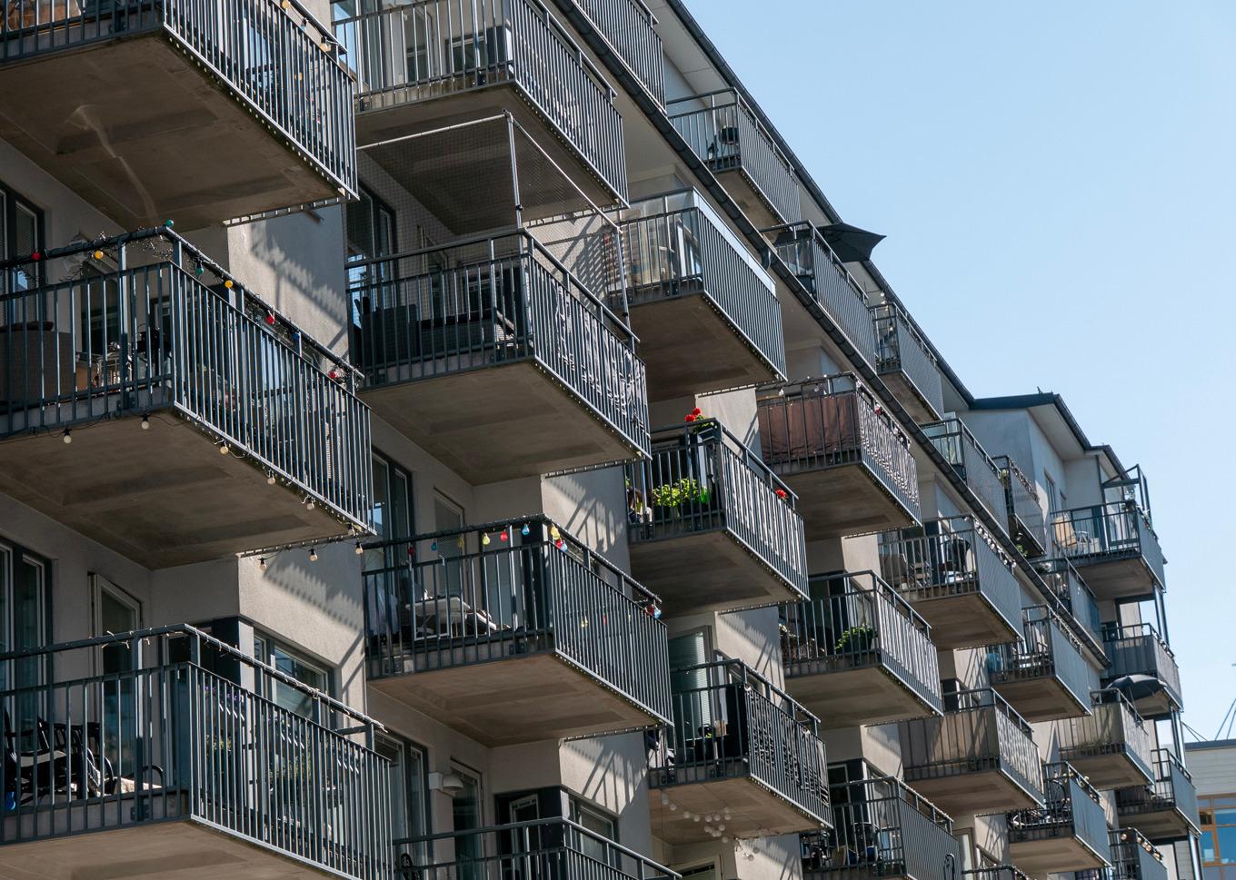 Balkonger vid Sjövikskajen i Liljeholmen, södra Stockholm. Arkivbild. Foto: Gabriella Bruske/TT