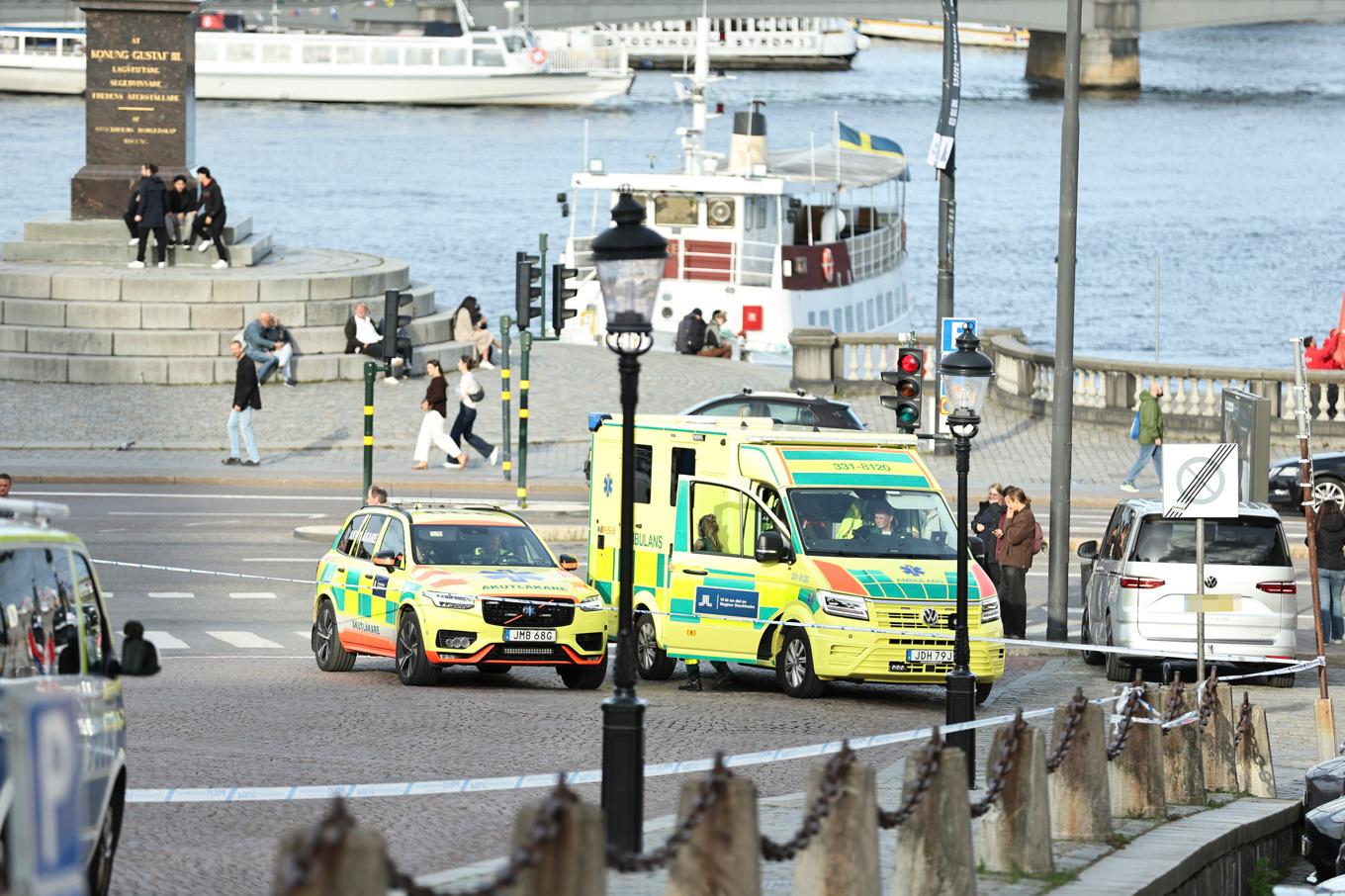 Olyckan skedde vid Slottsbacken utanför Stockholms slott. Foto: Caisa Rasmussen/TT