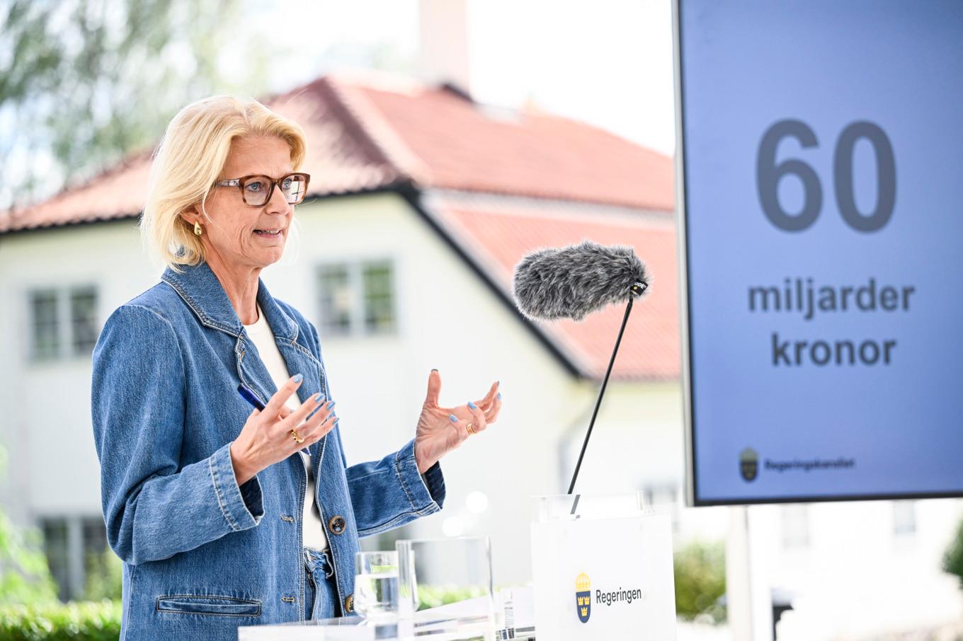 60 miljarder satsade finansminister Elisabeth Svantesson (M) på nya reformer i årets budget. Blir det mer när siffran för 2026 års budget avslöjas på torsdag? Arkivbild. Foto: Fredrik Sandberg/TT