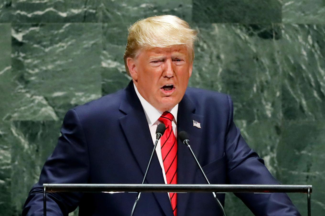 USA:s president Donald Trump under FN:s generalförsamling 2019. Foto: Richard Drew/AP/TT